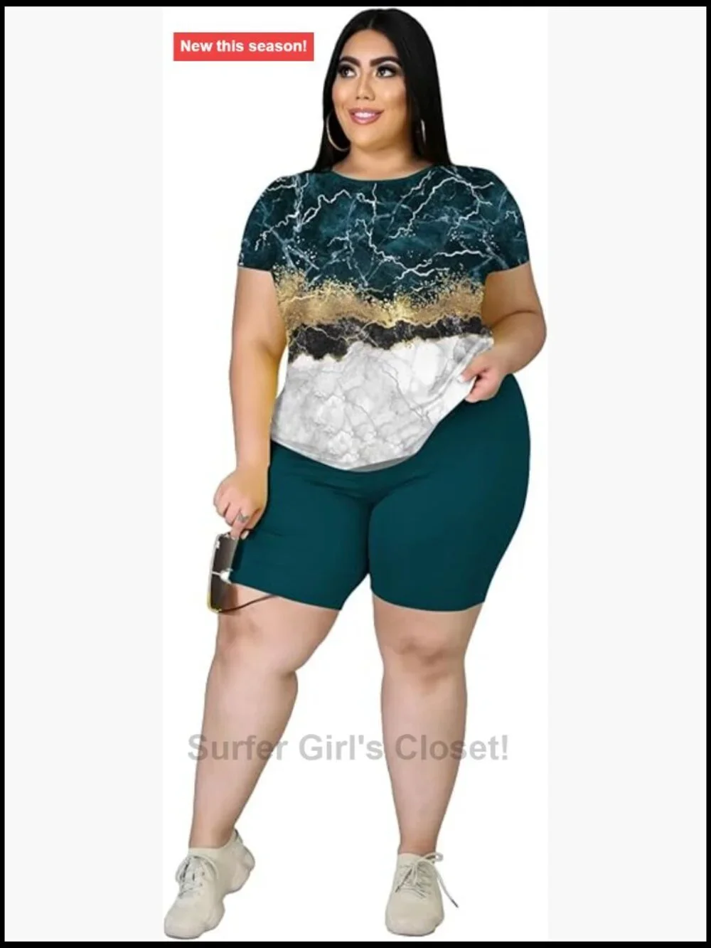 Plus Size Two Piece Sweatsuit Jogger Set Casual Print Shorts Tracksuit